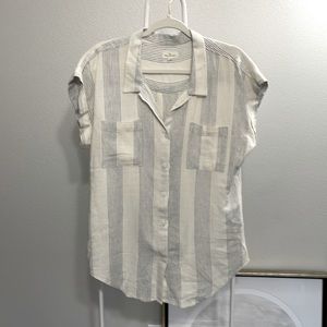 Thread & Supply linen blend stripe casual button down shirt
